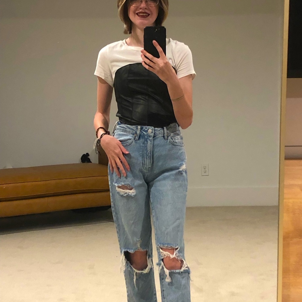 High-Waisted Ripped Dad Jeans